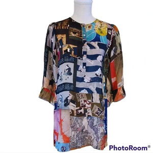 Johnny Was Vera Multi Color Patchwork Tunic size XXS NWT